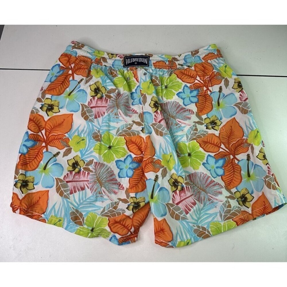 Vilebrequin Mens Swim Trunks Swimwear Lined Floral Flower Pattern Sz XXXL 3XL